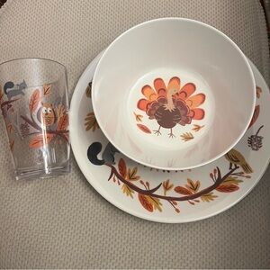 Pottery Barn Kids Thankful Forest Tabletop Set 3 Thanksgiving set New